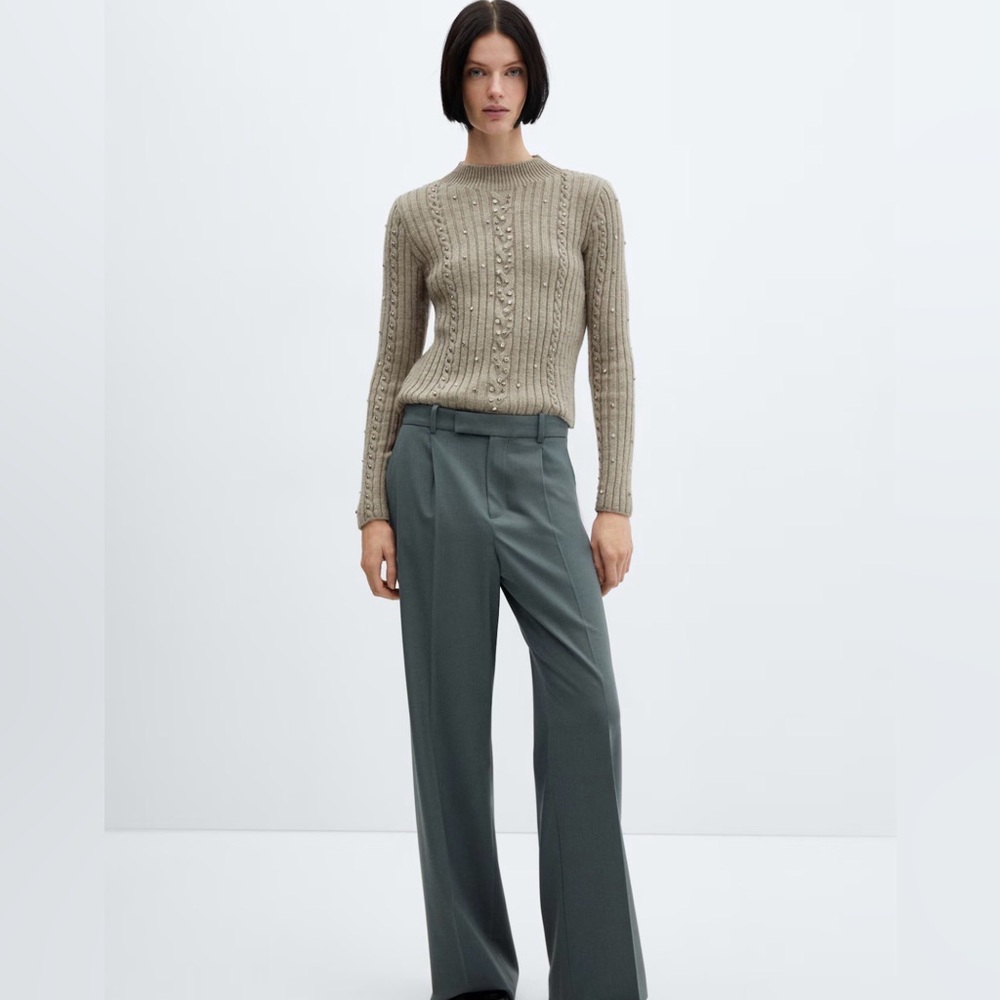 Mango Embellished Knit Sweater in green 
Never worn